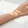Gold Geometric Pink Flower Resin Adjustable Bracelets 9 Styles view 2