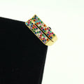 Gold Tone Double-Row Multicolor Crystal Rectangular Open Ring view 4
