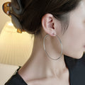 Nine Size Gold and Silver Classic Thin Hoop Earrings view 2