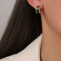 Gold Tone Enamel Crescent Hoop Stud Earrings Multi Color view 7