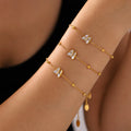 Gold Butterfly Bracelet Mother Of Pearl Wings Ball Chain view 4