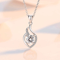 Silver Tone Swirl Pendant Necklace With Clear Round Stone view 2