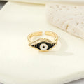 Gold Tone Marquise Enamel Evil Eye Adjustable Open Rings view 4