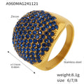 Gold Dome Pave Cocktail Ring Turquoise White Blue Emerald Pink view 8