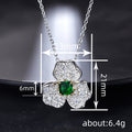 Two Tone Green Emerald Cut Flower Pendant Necklace Chain view 4