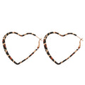 Gold Tone Leopard Print Heart Hoop Earrings Jewelry view 5
