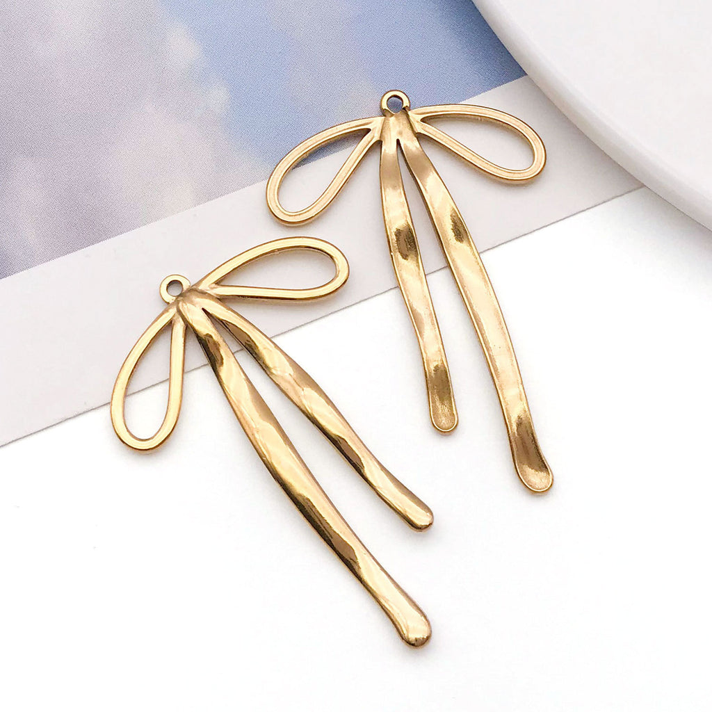 Stainless Steel Hollow Bow Butterfly Charm Pendant for DIY Necklace Bracelet Keychain Making
