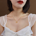 Puffy Heart Pendant Necklace Gold Rose Steel Fine Cable Chain view 3