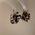 Leopard Print Fabric Flower Statement Hoop Earrings view 6