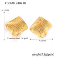Irregular Square Fold Stud Earrings Textured Gold Steel Tone view 7