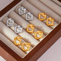 Hollow Heart Lips Stud Earrings Titanium Steel Gold Or Steel view 4