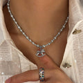 Rocking Horse Pendant Pearl Necklace In Gray And White view 4
