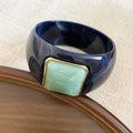 Acrylic Wide Bangle with Square Gold-Framed Cabochon view 4