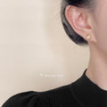 Mini Gold Ingot Frame White Pearl Stud Earrings Pair view 2