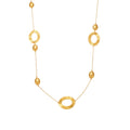 Textured Oval Station Long Necklace in Polished Gold Tone view 5