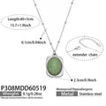 Stainless Steel Oval Stone Pendant Satellite Chain Necklace view 6