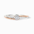 Two-Tone Round Solitaire Split Band Ring With Clear Stones view 5