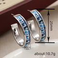 Blue Pattern Chunky Hoop Earrings In Two Metal Tones view 4