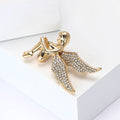 Polished Crystal Winged Angel Metal Brooch in Two Finishes view 3