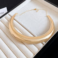 Wide Polished Collar Necklace in Gold Tone or Silver Tone view 7