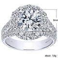 Silver Tone Round Floral Halo Ring With Clear Stones view 5