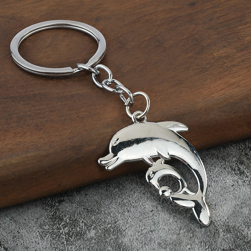 3D Dolphin Metal Keychain, Ocean Animal Car Key Pendant Gift
