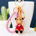 Seated Jeweled Bear Keychains with Color-Coordinated Braided Loops view 8