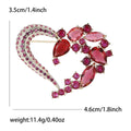Open Heart Crystal Brooch with Leaf Cluster Decorative Metal Pin view 9