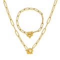 Flower OT Clasp Paperclip Chain Necklace and Bracelet view 5