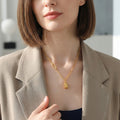 Gold Bar Pendant Necklace With Oval Link LOVE GOLD Lettering view 4