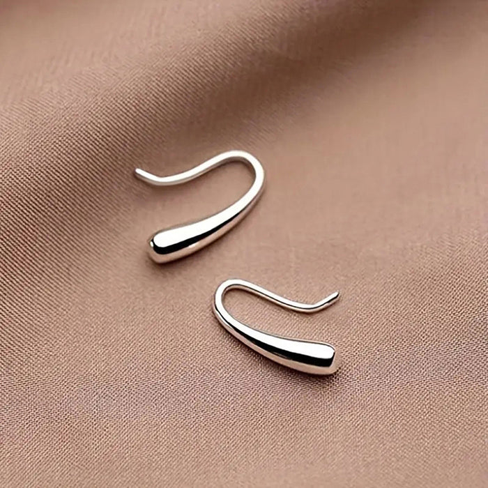 Teardrop Hook Earrings in Silver-Tone Metal Jewelry