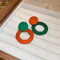 Floral Crystal Threader Earrings and Geometric Disc Earrings view 2