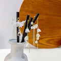 Black Wood Floral Dangle Finished Hair Sticks in Five Styles view 3