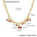 Red Cherry Crystal Charm Necklace and Bracelet in Gold Tone view 6