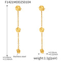 Gold Fluted Flower Station Necklace Drop Earrings Set view 7