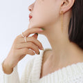 Multi-Strand Ball Chain Tassel Drop Stud Earrings Metal view 1