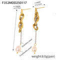 Chain Link Drop Earrings Freshwater Pearl Tassel Design view 6
