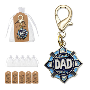 Blue Geometric Dad Gold Tone Lobster Clasp Charm and Attached Hardware
