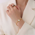 Wheat Leaf Chain White Seashell Heart Round Bracelets Gold Steel view 7