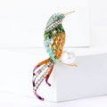 Enamel Bird Brooch With Pearl Rhinestones Pink Or Green view 2