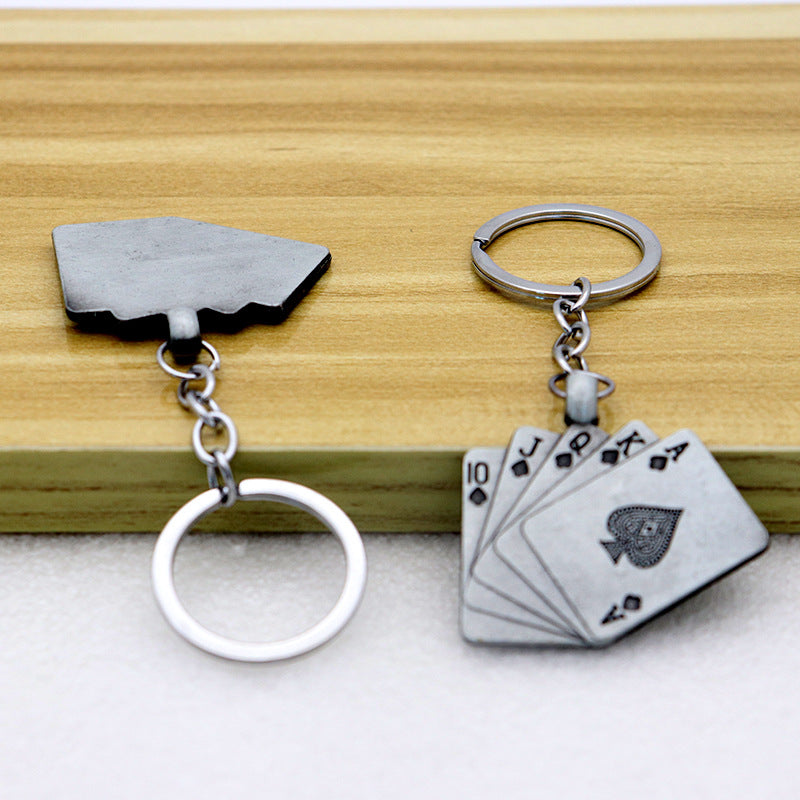 Creative Playing Card Alloy Keychain Lucky Card Pendant