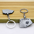 Pewter Tone Spade Royal Flush Playing Card Metal Keychain view 4