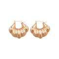 Sculpted Shell Hoop Earrings In Gold Tone Matching Jewelry Pair view 5