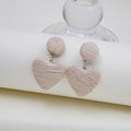 Fabric Wrapped Heart Drop Stud Earrings Three Colors view 6
