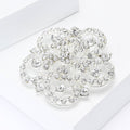 Crystal Openwork Flower Brooch In 2 Styles With Polished Metal Details view 3