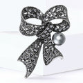 Crystal Bow and Pearl Metal Brooch in Six Finishes view 4