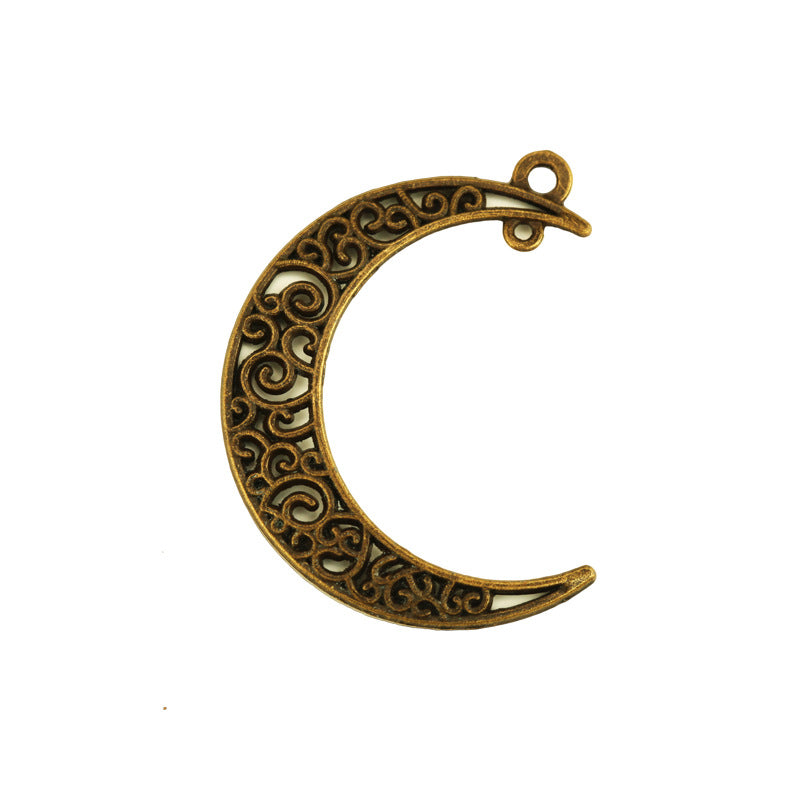 Hollow Crescent Moon Alloy Charm Pendant 40x30mm