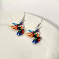 Multicolor Geometric Hummingbird Long Hook Earrings view 4