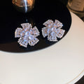 Mixed Crystal Floral and Chandelier Stud Earrings With Metal Details view 6