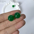 Green Glossy Jade Look Round Ball Stud Earrings Silver Posts view 4